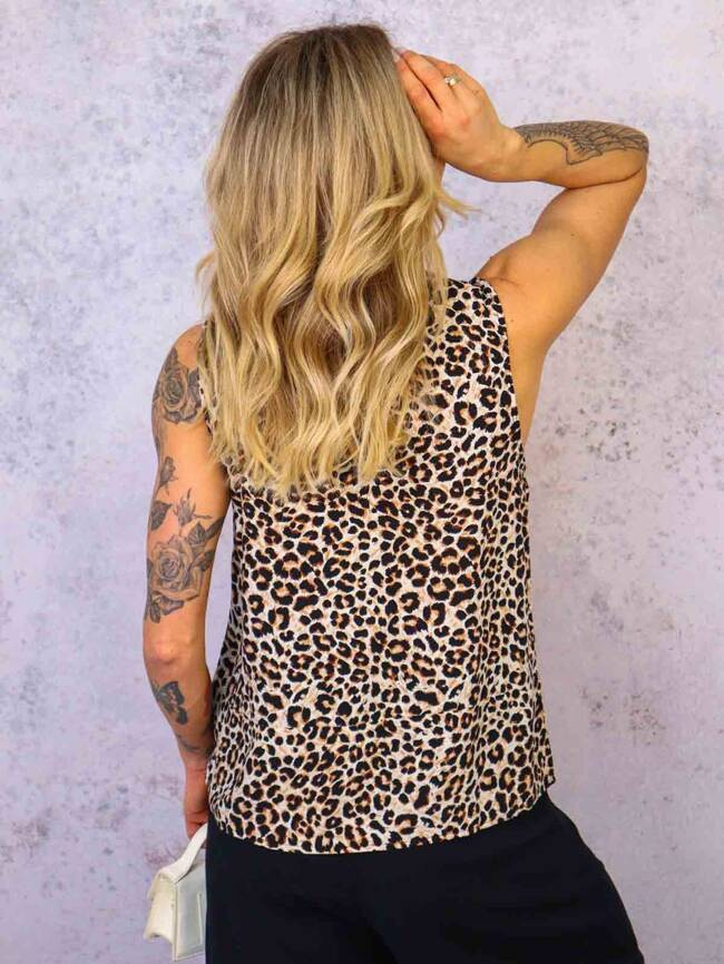 TOP NA RAMIĄCZKACH W PANTERKĘ- BRĄZOWY