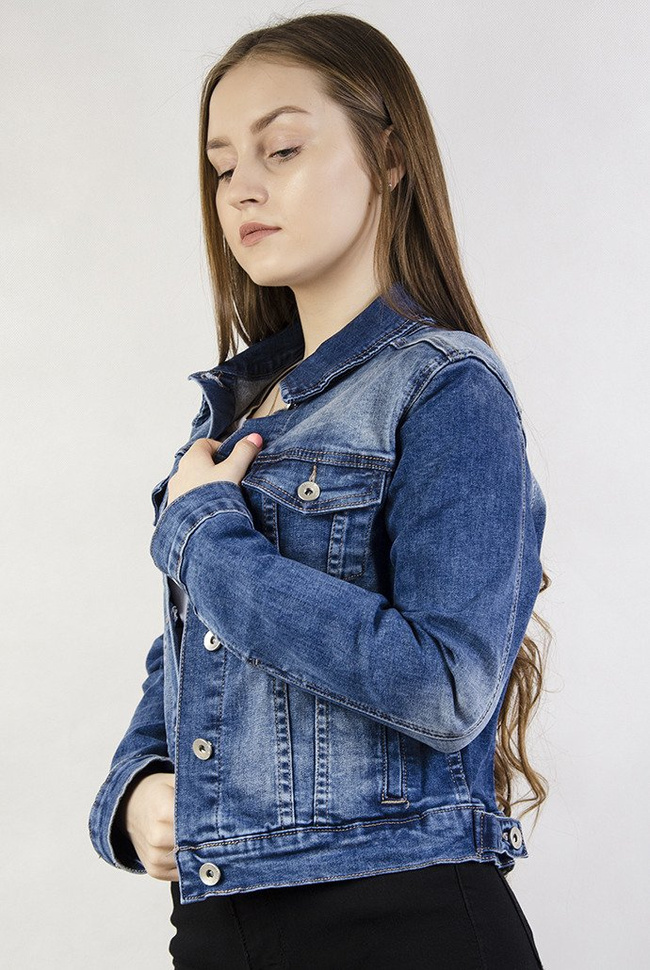 Krótka ciemna kurtka jeansowa