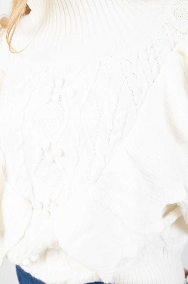 KREMOWY SWETER Z PÓŁGOLFEM