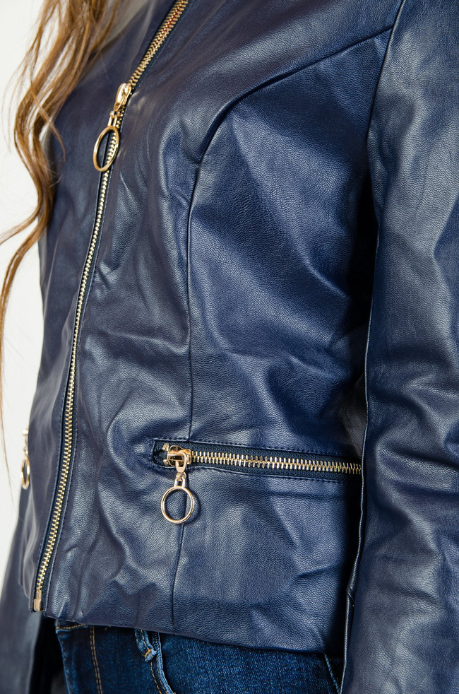 Granatowa ramoneska ze złotymi zamkami