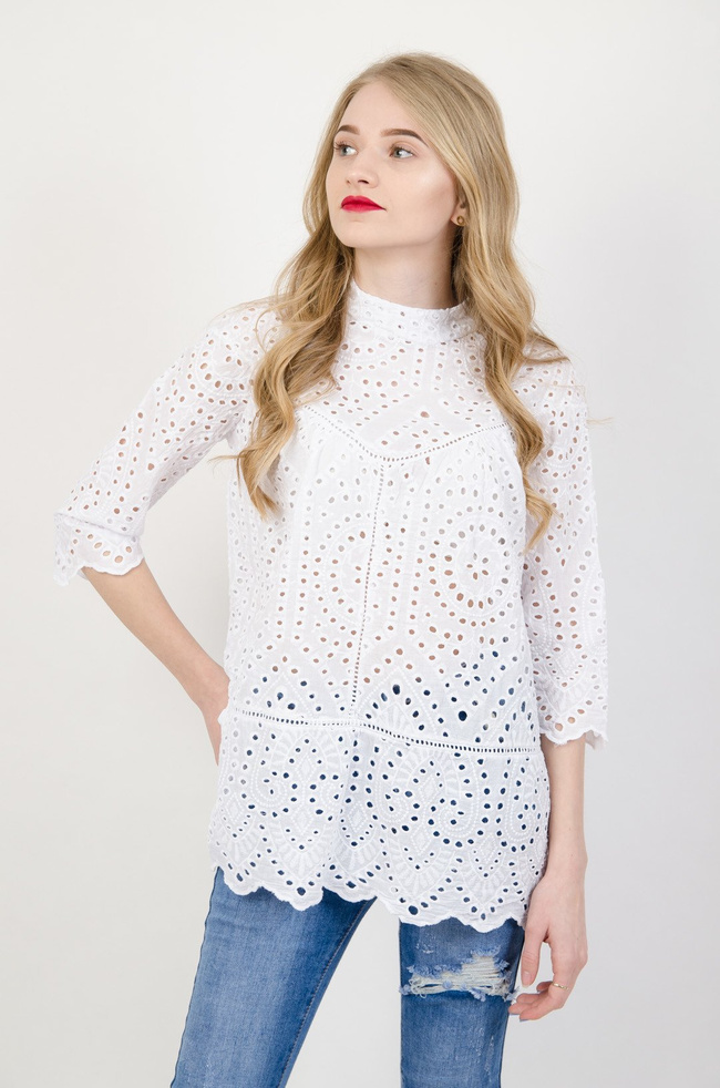 Biała ażurowa bluzka