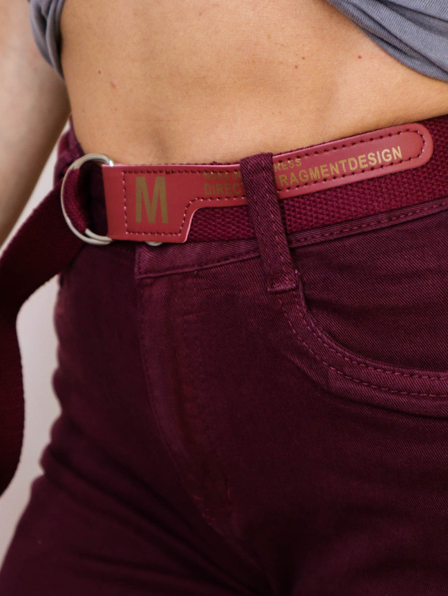 BORDOWE SPODNIE MOM FIT+ PASEK