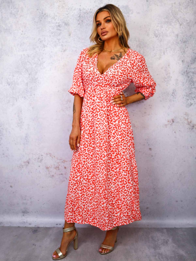 SUKIENKA MAXI W CĘTKI- POMARAŃCZOWA