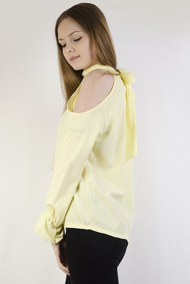 Żółta bluzka z wiązaniem z tyłu
