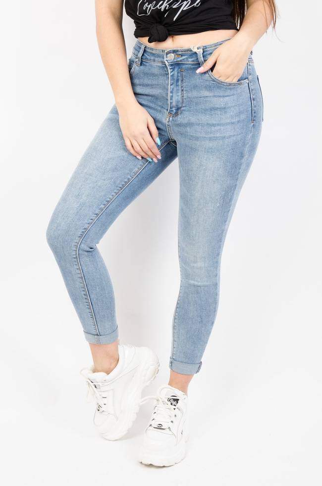 JASNE SPODNIE JEANSOWE Z WYSOKIM STANEM