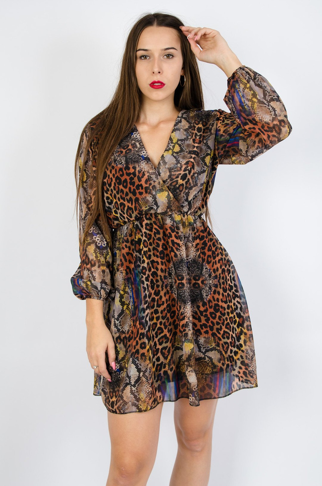 Wzorzysta sukienka kopertowa