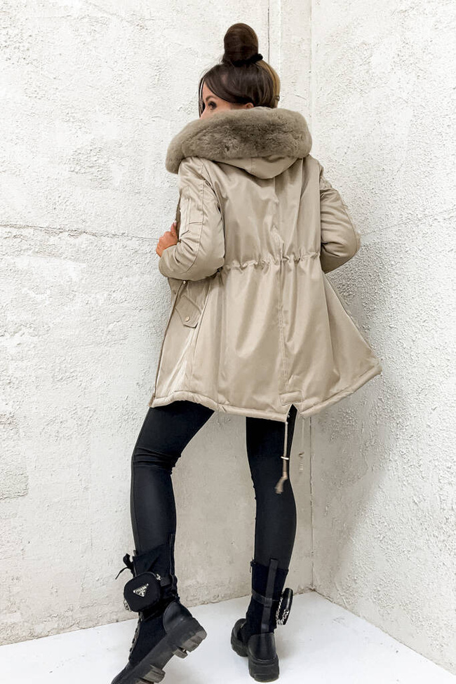 BEŻOWA KURTKA PARKA ZIMOWA