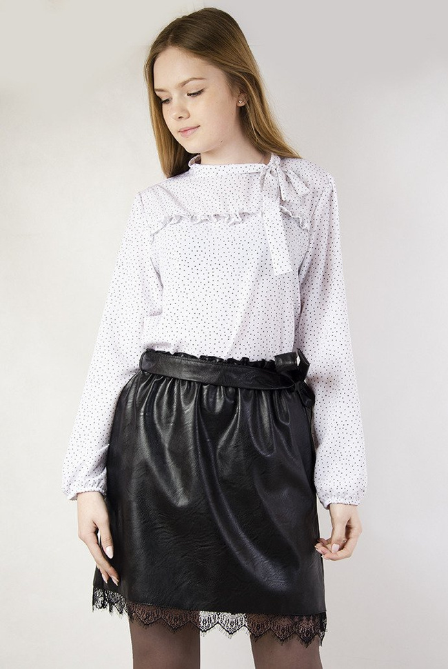 Czarna spódnica skórkowa z koronką typu bombka