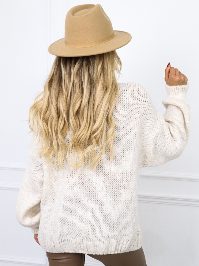 SWETER OVERSIZE Z WIĄZANIEM - BEŻOWY