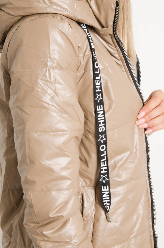 KURTKA PRZEJŚCIOWA ASYMETRYCZNA- BEŻOWA 