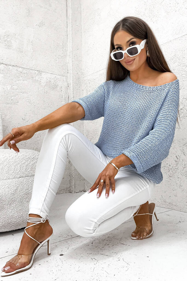 SWETER NIETOPERZ Z CEKINAMI- NIEBIESKI