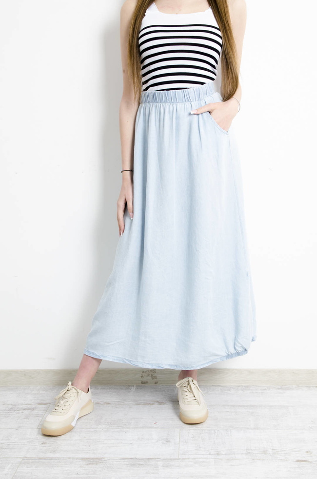 SPÓDNICA ROZKLOSZOWANA JEANSOWA- TENCEL