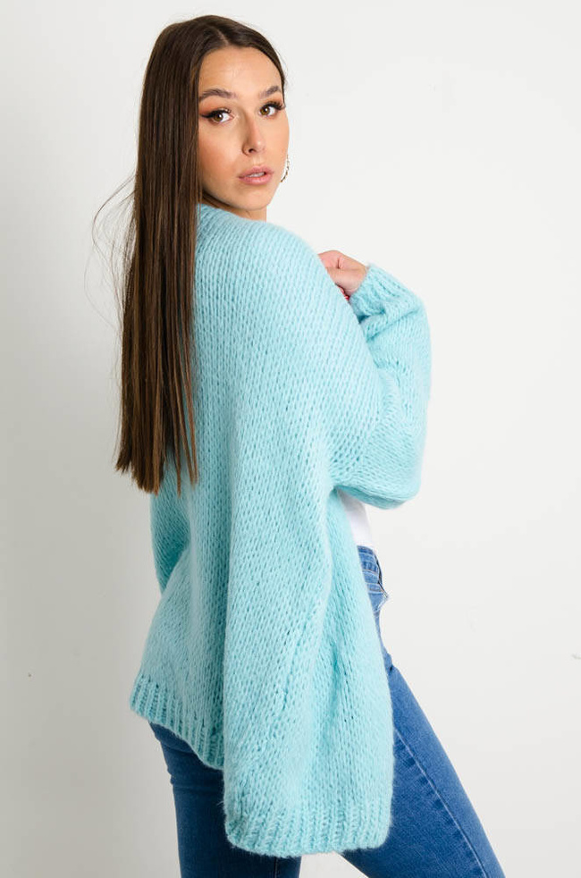TURKUSOWA NARZUTKA- SWETER OVERSIZE