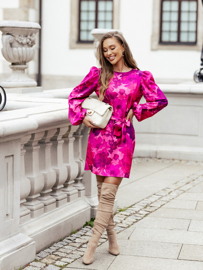 SUKIENKA MINI W KWIATY- RÓŻOWA