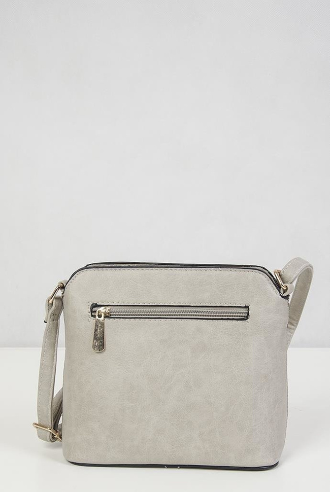 Mała, szara torebka z ćwiekami po bokach