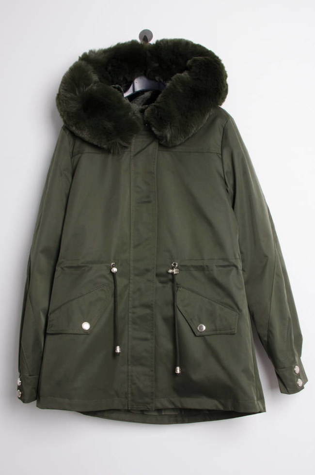 ZIELONA JESIENNO-ZIMOWA KURTKA PARKA NA MISIU