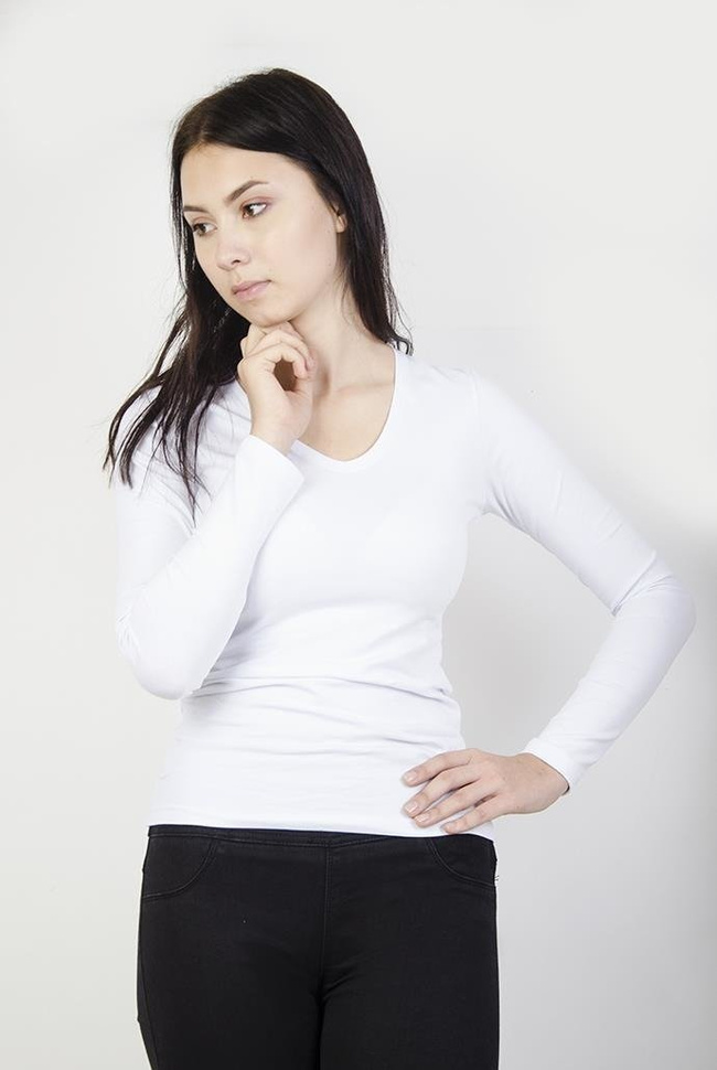 Biała bluzka z dekoltem w serek