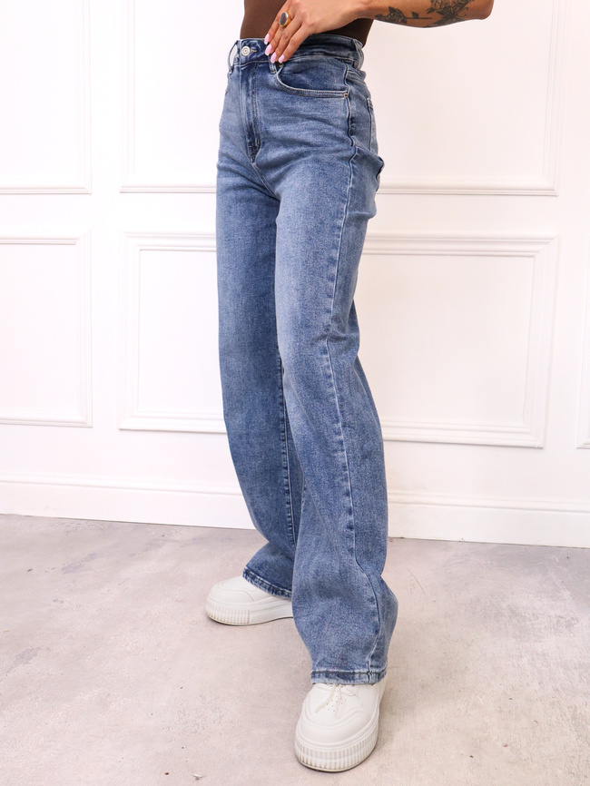 SPODNIE JEANSOWE Z WYSOKI STANEM I SZEROKIMI NOGAWKAMI