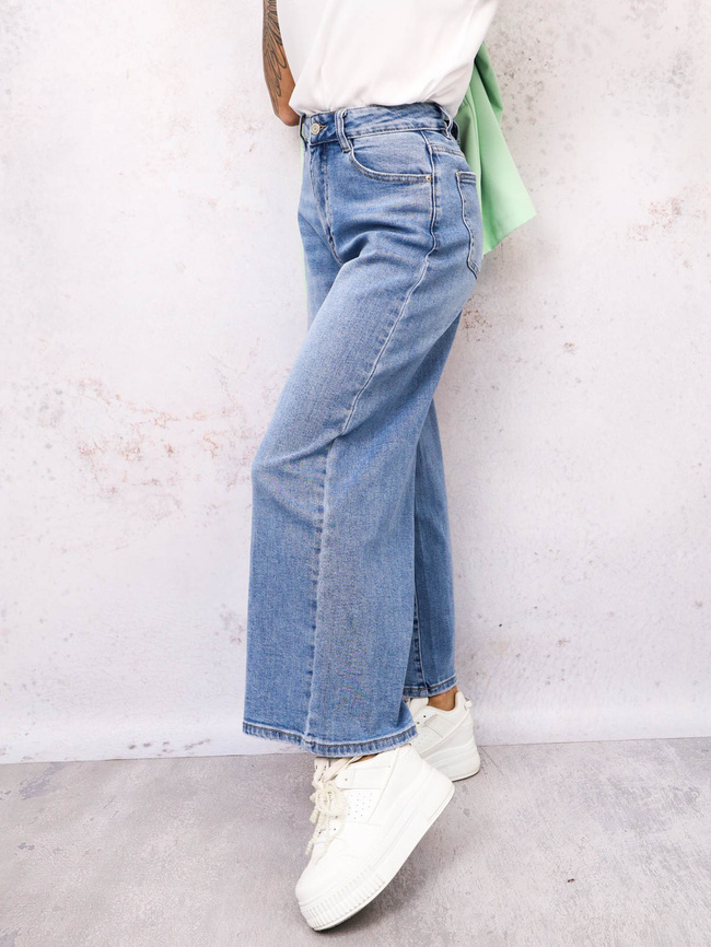 SPODNIE JEANSOWE CULOTTE Z WYSOKIM STANEM