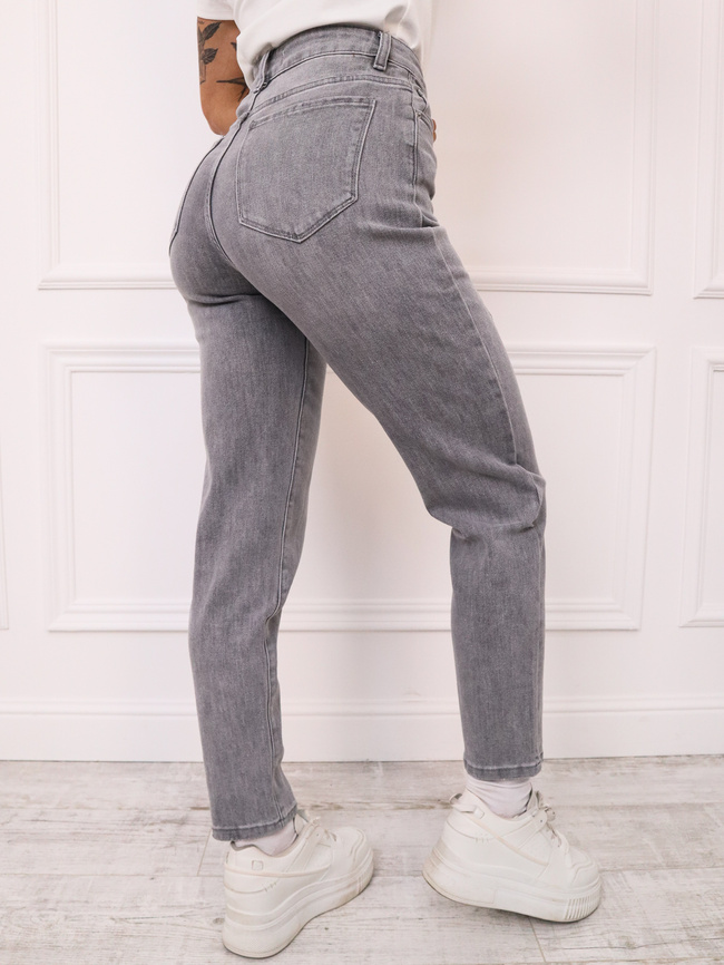 SPODNIE JEANSOWE- MOM STRETCH- SZARE