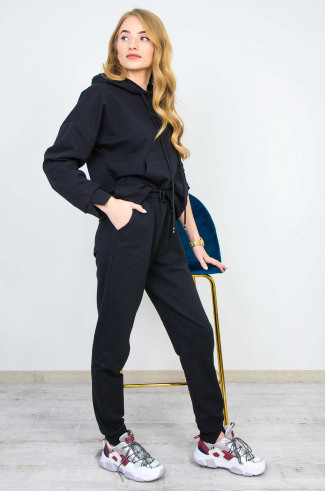 CZARNY BAWEŁNIANY KOMPLET DRESOWY J'ADORE