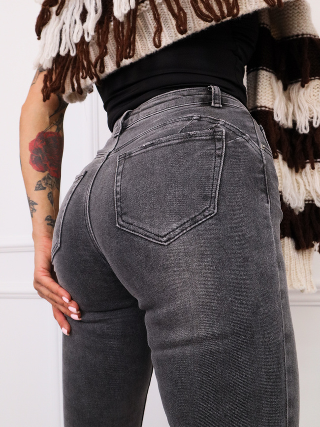 SPODNIE JEANSOWE SKINNY PUSH UP- SZARE