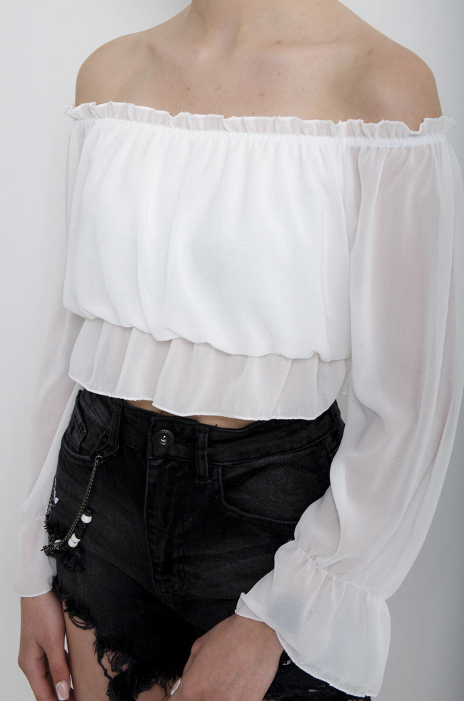 BLUZKA HISZPANKA NA DŁUGI RĘKAW - BIAŁA