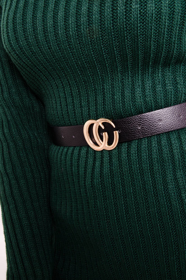 ZIELONA SWETERKOWA SUKIENKA Z GOLFEM + PASEK 