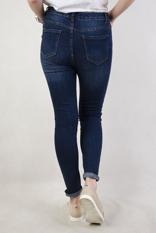 (Rozmiary L-XXXXL) Spodnie jeansowe z wysokim stanem