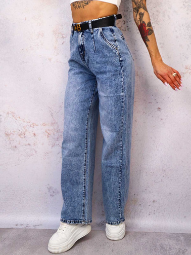 SPODNIE JEANSOWE DEKATYZOWANE Z SZEROKIMI NOGAWKAMI+ PASEK