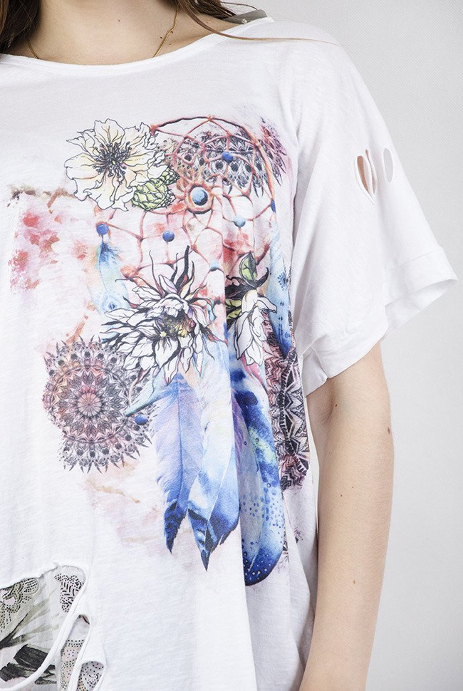 Biała bluzka z nadrukiem