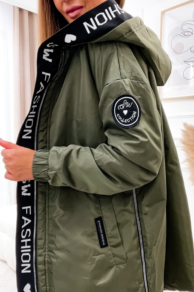 KURTKA PRZEJŚCIOWA Z ZAMKAMI PO BOKACH- ZIELONA