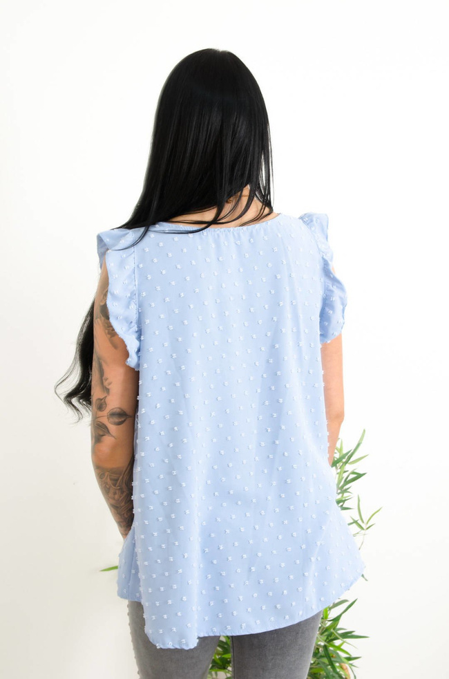 NIEBIESKA BLUZKA Z PLUMETI - WISIOREK W ZESTAWIE