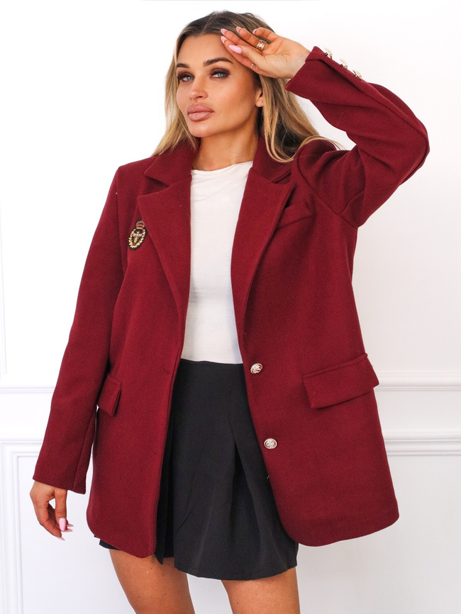 PŁASZCZ MARYNARKA Z NASZYWKĄ- BORDOWY