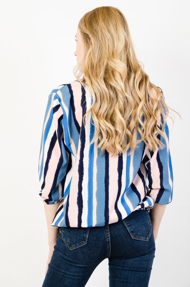 Bluzka w kolorowe paski z rękawem 3/4