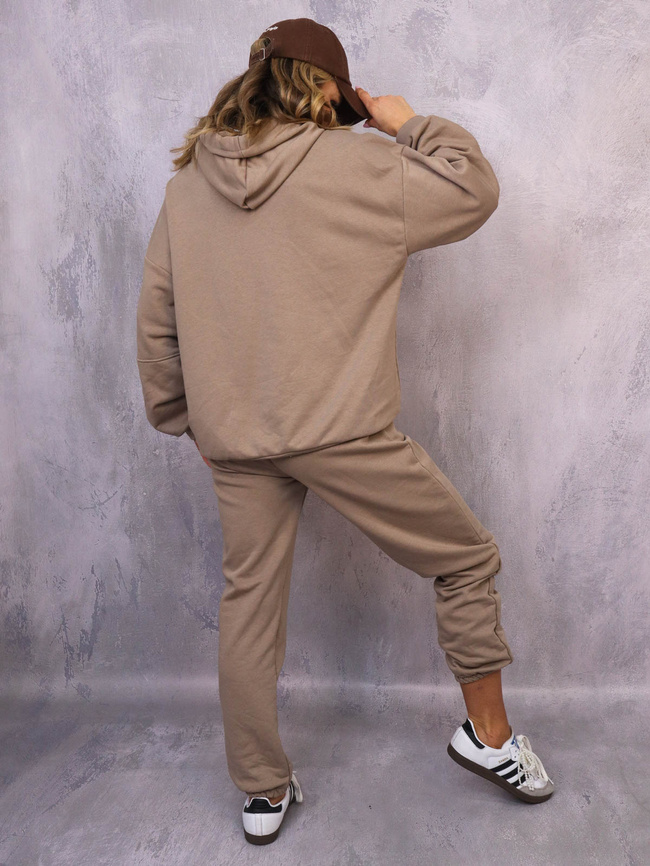 KOMPLET DRESOWY BLUZA Z KAPTUREM+ SPODNIE- BRĄZOWY