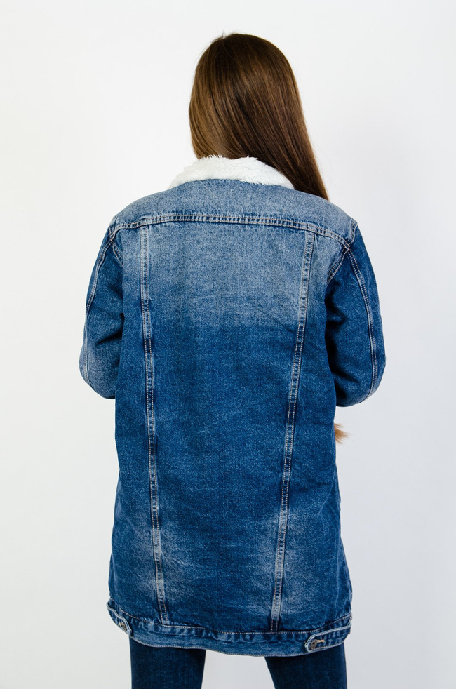 Niebieska ocieplana kurtka jeansowa 