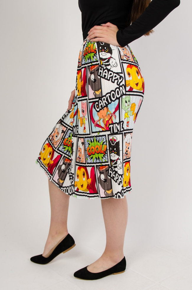 Kolorowa plisowana spódnica z gumą w pasie