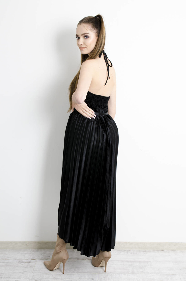 SUKIENKA CZARNA PLISOWANA Z PASKIEM