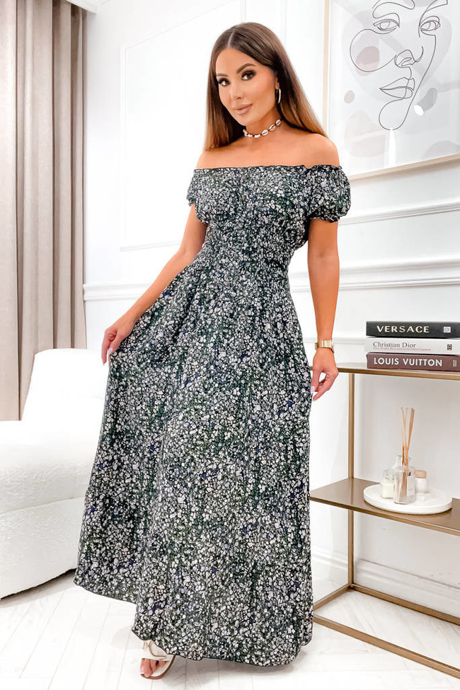 SUKIENKA HISZPANKA Z GUZIKAMI I GUMĄ W PASIE- CZARNE