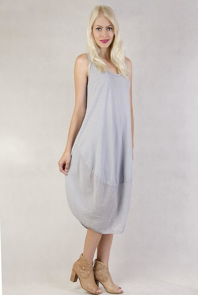 Asymetryczna sukienka na ramiączka szara