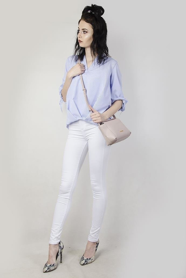 Koszula w paski, z wiązaniami przy rękawach