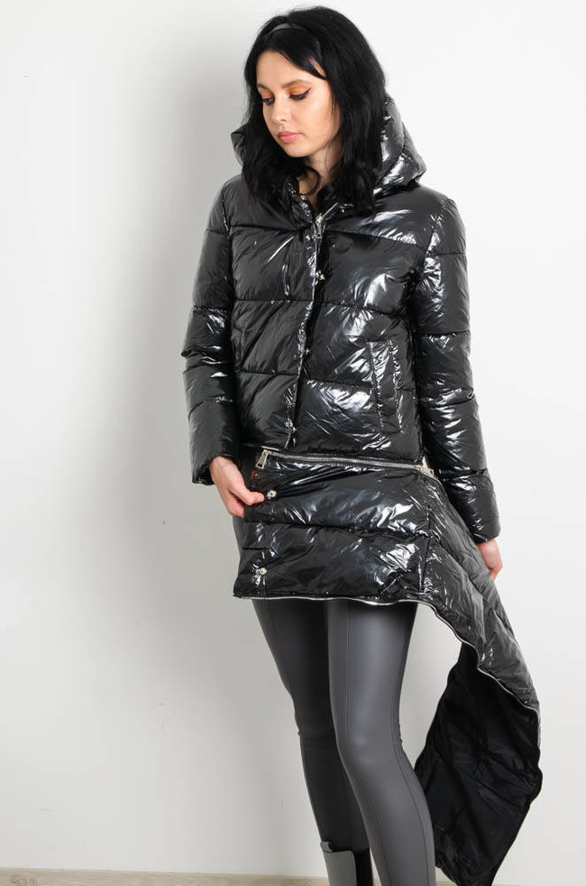 CZARNA KURTKA WINYLOWA 3W1