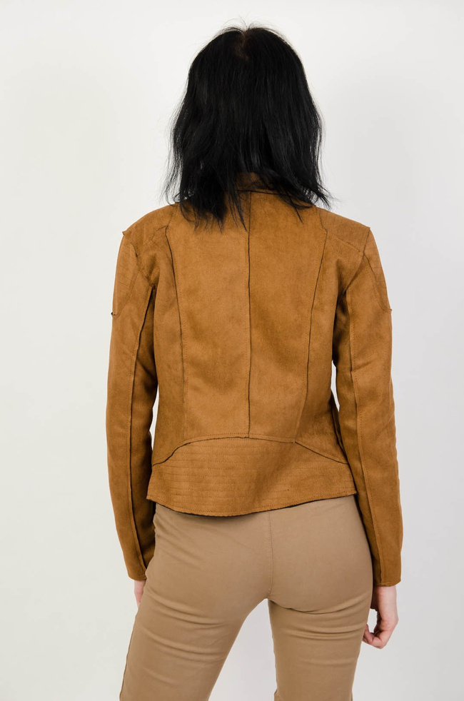 Brązowa zamszowa kurtka ramoneska