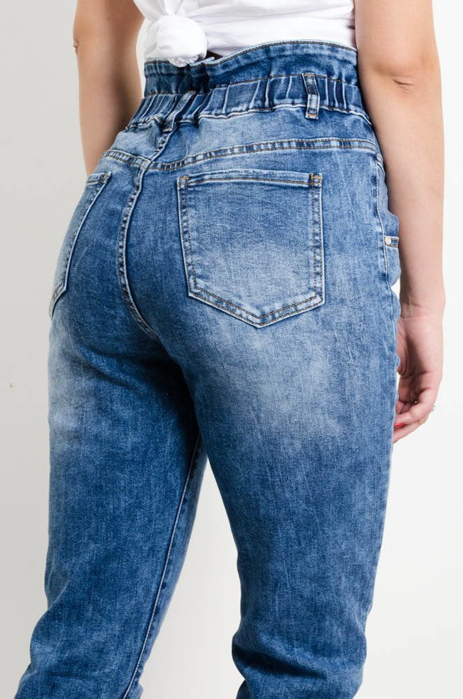 SPODNIE JEANSOWE BAGGY Z GUZIKAMI-WYSOKI STAN