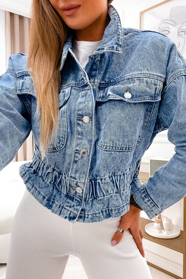 KURTKA JEANSOWA Z GUMĄ W PASIE 