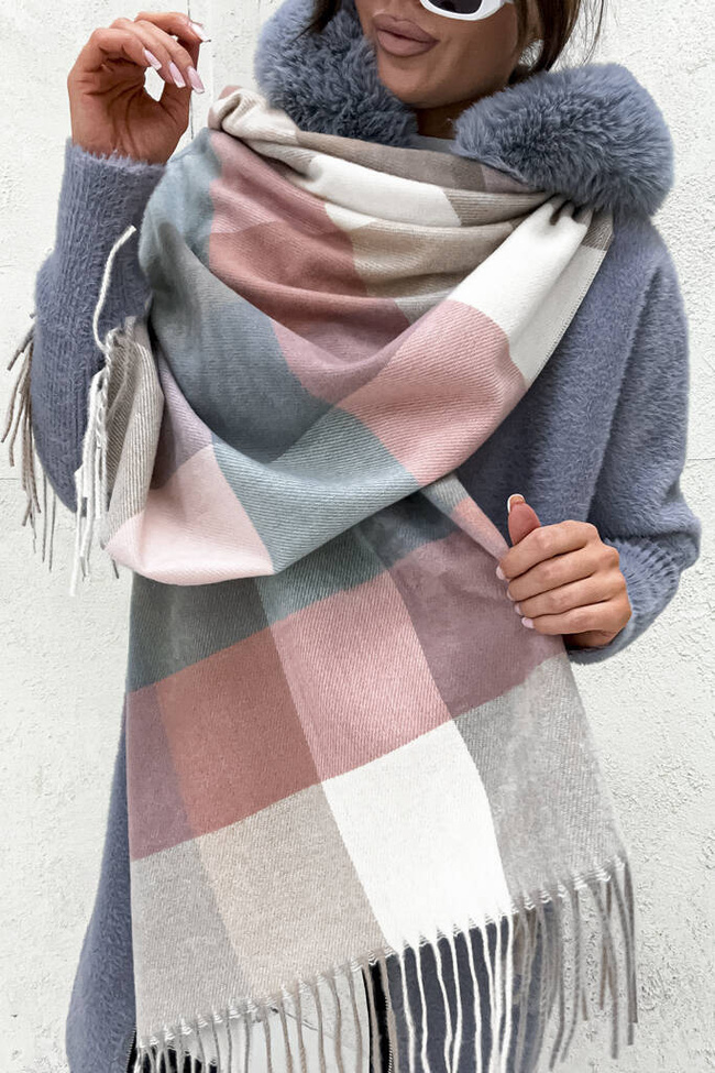 SZAL W KRATĘ Z FRĘDZLAMI- BRĄZOWY