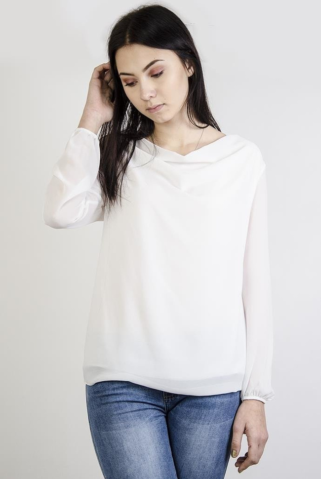 Biała bluzka koszulowa z wiązaniem z tyłu