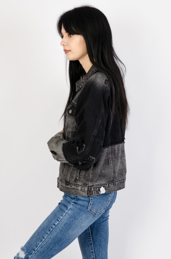 Czarno-szara kurtka jeansowa