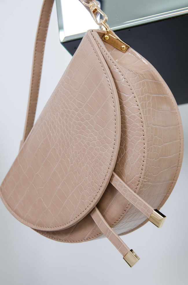 BEŻOWA TOREBKA POŁKSIĘŻYC Z WYTŁACZANYM WZOREM